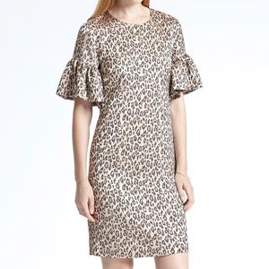 Leopard jacquard ruffle dress